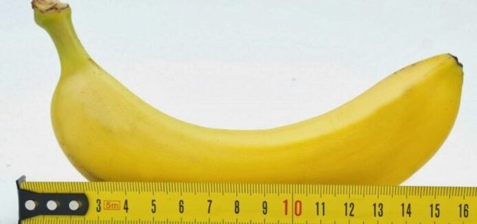 Penismiessung mat enger Bananen als Beispill virun der Erweiderung vun der Operatioun